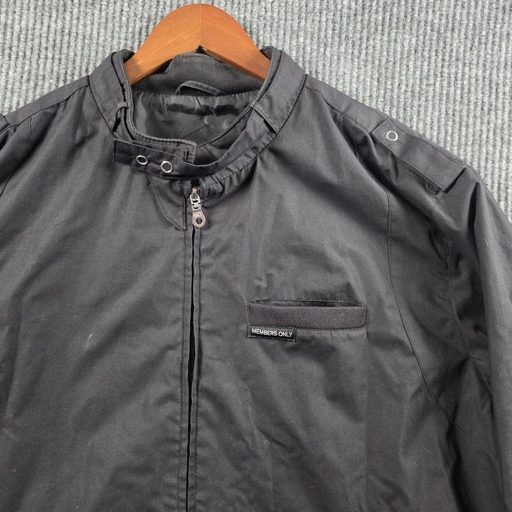 Members Only Iconic Racer Jacket Mens 3XL Black Vintage Classic Windbreaker Coat